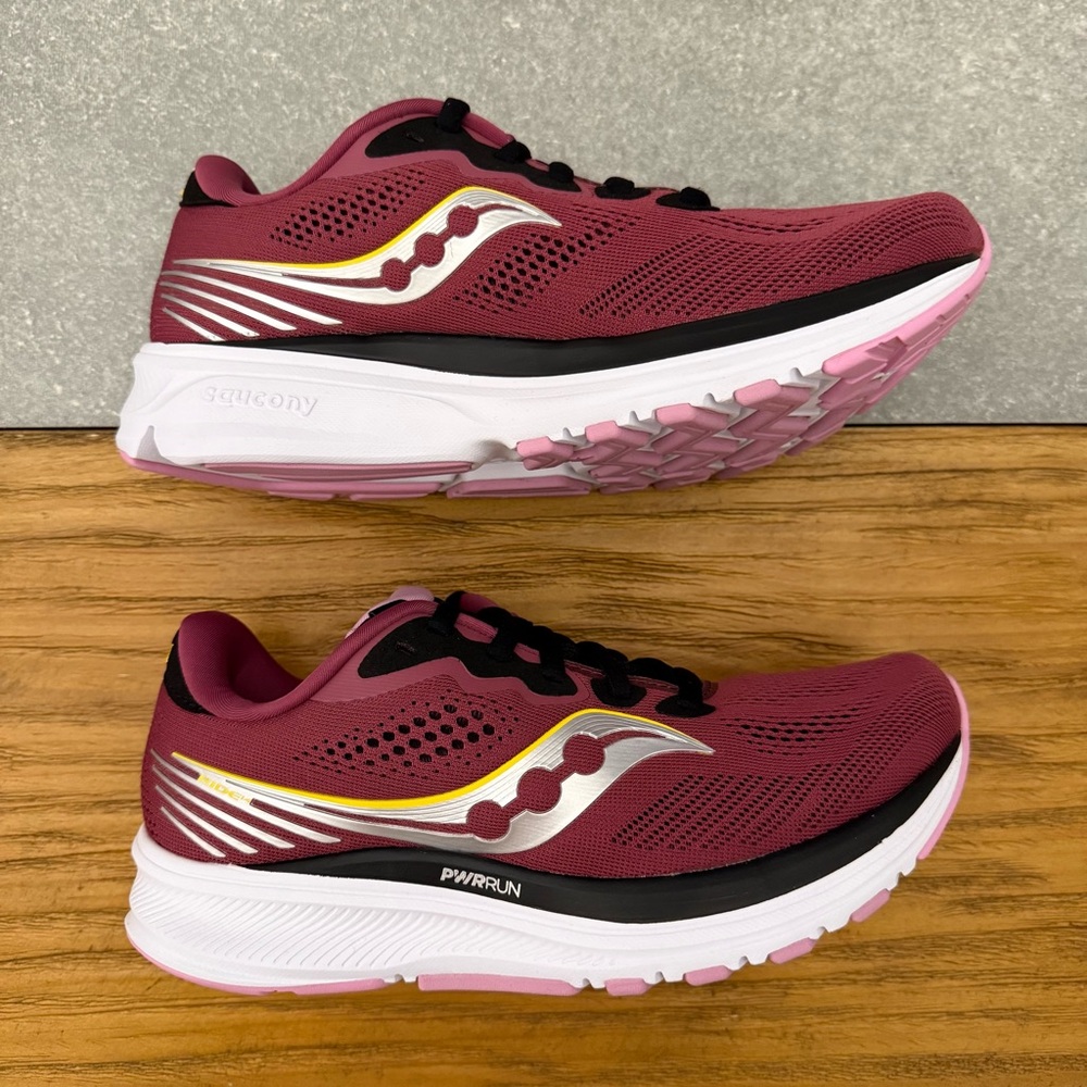 Saucony Ride 14 Running Shoe Burgundy Quartz /Vizigold Women’s Size 6.5 - Picture 4 of 11